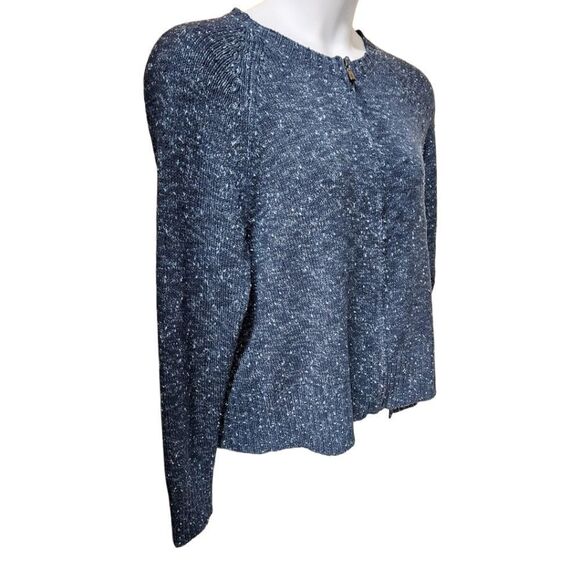 LIZ CLAIBORNE Vintage Blue Speckled Long Sleeve Zip- Up Sweater  Size Large - Picture 3 of 16